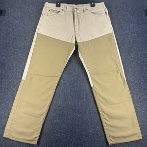 LL Bean Hunting Pants Mens 36x29 36W 29L Tan Double Front Brush Trousers Khaki